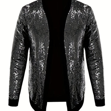 Riolio Men's Casual Chic Jacket, Street Style Spangle Decoration Open-Front Cardigan Jacket For Party Dinner Performance